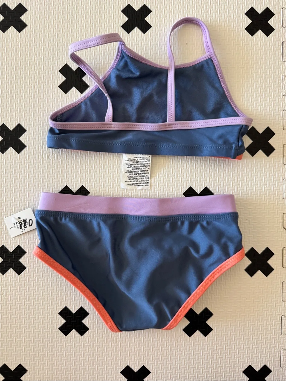 Ideology Toddler Girls' Colorblock Bikini Lavender, Blue & Coral size 3T NWT